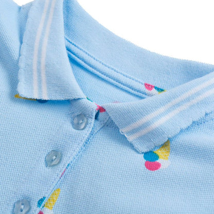 HILEELANG Toddler Little Girls 2 Pack Polo Dresses, Short Sleeve Summer Play Dress Set, Strawberry and Ice Cream Prints