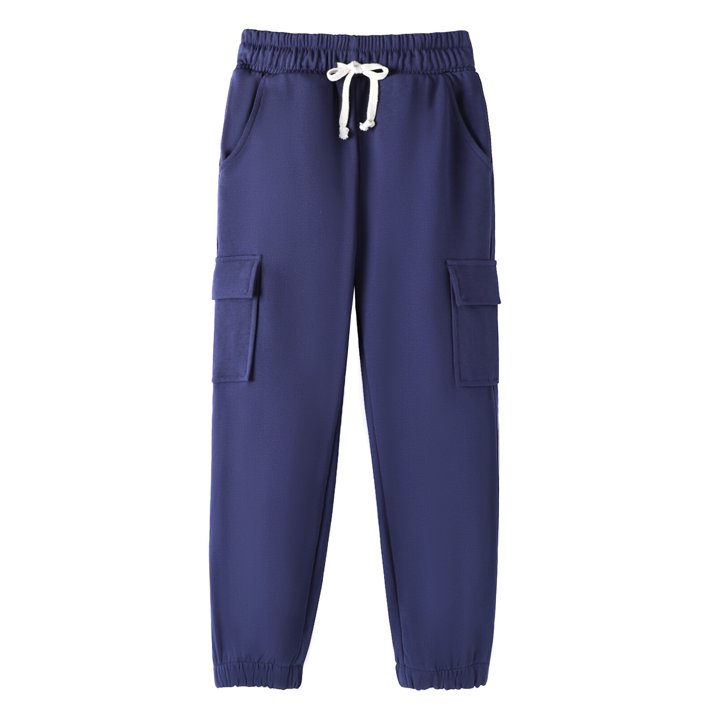 HILEELANG 3-Pack Boys' Sweatpants 5-15 Years Navy/Gray/Black Cotton Blend Kids Pants School Wear
