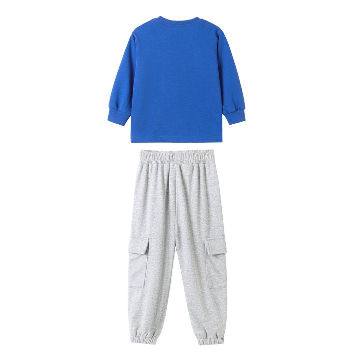 HILEELANG Toddler Boys(2-7Y) Blue Astronaut Sweatshirt and Grey Pants Set, 2 Piece Long Sleeve Outfit for Kids, Cotton Fall Winter Clothes
