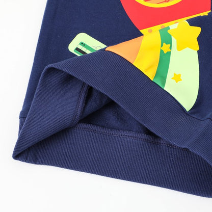 HILEELANG Toddler Boy Navy Sweatshirts Halloween Rocket Graphic Glow in the Dark Crewneck Long Sleeve Pullover Cotton Top Sweater Shirts