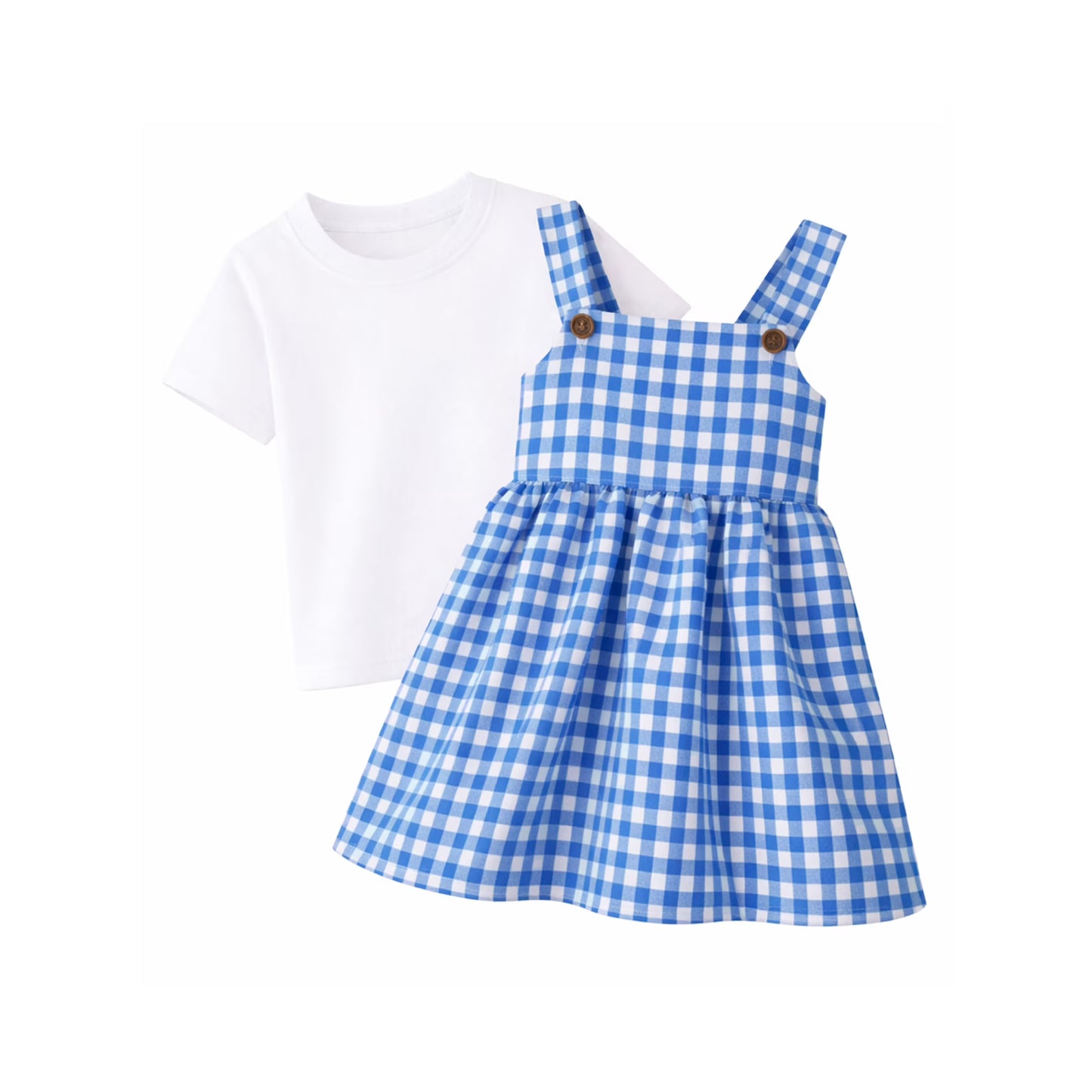 HILEELANG 2-7T Toddler/Little Girls Navy Gingham 100% Cotton Dress