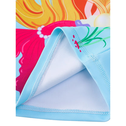 HILEELANG 3-9T Toddler/Little Girls Light Blue Mermaid Graphic Rainbow Scales Rashguard Swimsuit