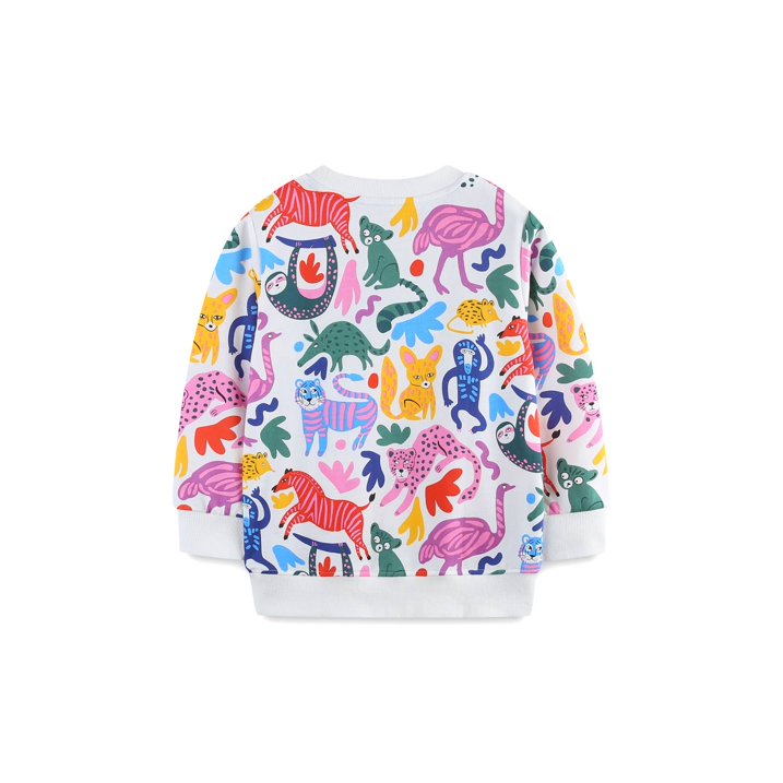 HILEELANG Toddler Girl Sweatshirts Animals Printed Cotton Crewneck Pullover Tops Sweater Shirts