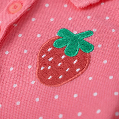 HILEELANG Toddler Little Girls 2 Pack Polo Dresses, Short Sleeve Summer Play Dress Set, Strawberry and Ice Cream Prints