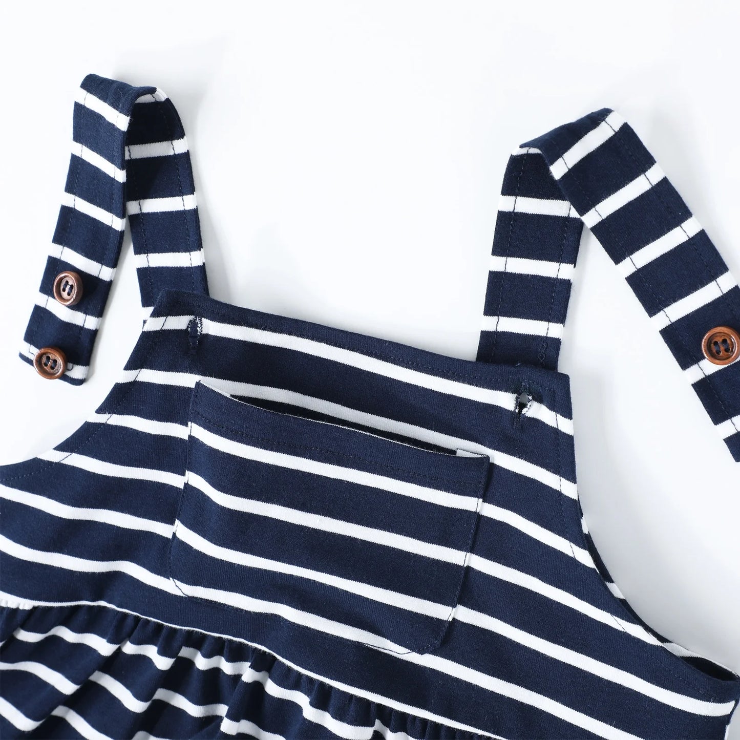 HILEELANG 2-8T Toddler/Little Girls Navy Ivory Stripe 100% Cotton Dress