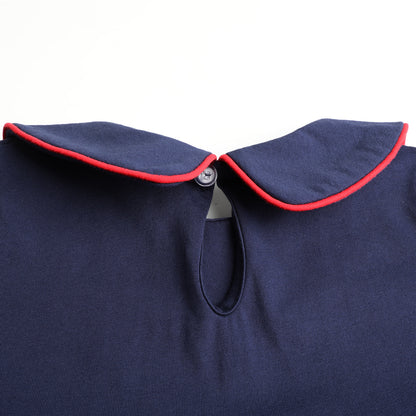 HILEELANG Toddler Apple Embroidery Peter Pan Collar Dress, Single Piece