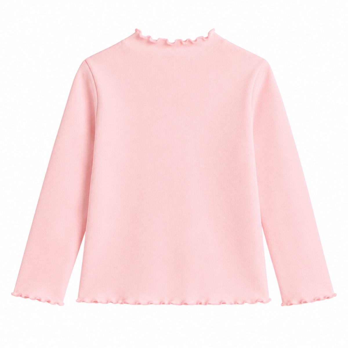 HILEELANG Toddler Girls Long Sleeve T-Shirts 2-Pack, Ruffle Trim Deer Embroidery, Ivory and Pink