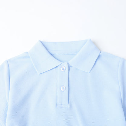 HILEELANG 4-13T Little Girls' Cambridge blue Short Sleeve Polo Dress with Pockets, School Uniform Casual Dress for Kids