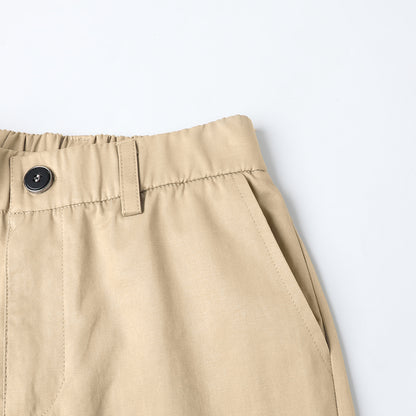 HILEELANG 5-15 Years Little Big Boys School Uniform Shorts, Elastic Waist Flat Front Khaki Chino Shorts with Pockets for Kids Khaki