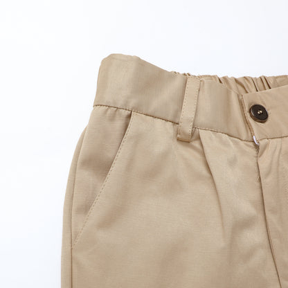 HILEELANG 4-15 Little/Big Boys and girls Chino Pants Straight Leg Button Front Twill School Uniform Everyday Wear Navy Khaki 2 Pack