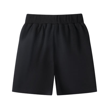 HILEELANG Toddler Boys' Cotton Shorts 3-Pack with Pockets, Grey/Black/Navy