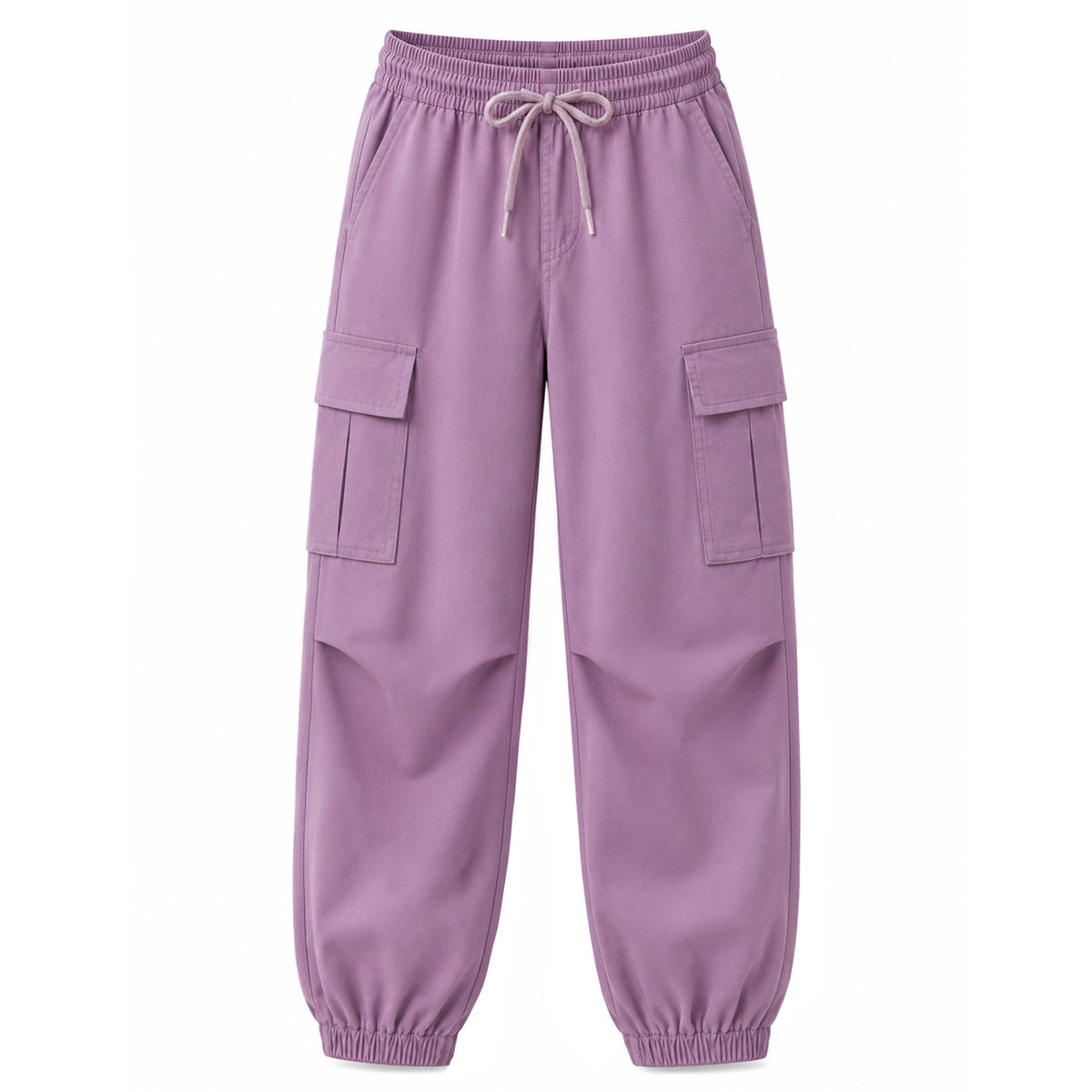 HILEELANG Purple Kids Double Pocket Cargo Sweatpants Jogger Pants, Single Piece