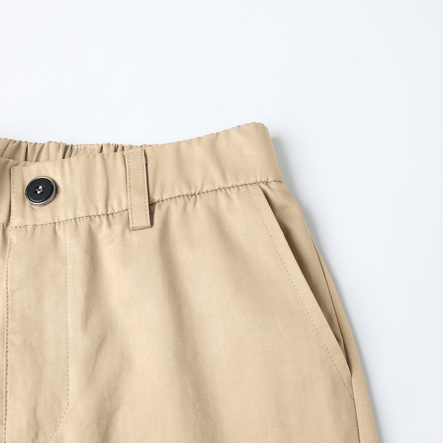 HILEELANG 5-15 Years Little Big Boys School Uniform Shorts 2 Pack, Elastic Waist Flat Front Khaki Navy Chino Shorts with Pockets for Kids Navy Blue Khaki