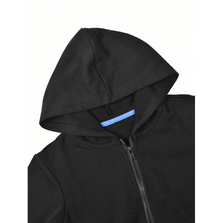 HILEELANG 4-12 Toddler/Little/Big Boys Girls Black Solid Color Zip Up Hoodie
