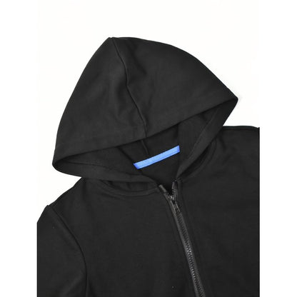 HILEELANG 4-12 Toddler/Little/Big Boys Girls Black Solid Color Zip Up Hoodie
