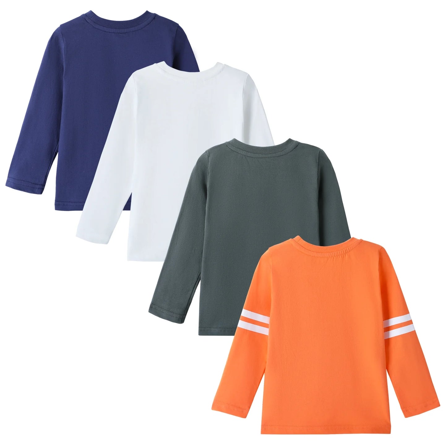 HILEELANG Toddler Boys Long Sleeve T-Shirts (18M–7Y) 4-Pack-Grey/Blue/Yellow/White, Cotton Top Tees