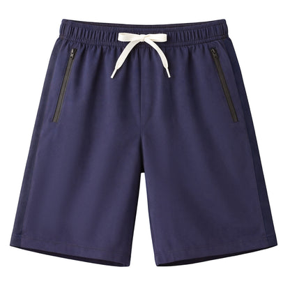 HILEELANG 5-15T Boys 2-Pack Quick Dry Athletic Sweat Shorts, Elastic Waist Active Shorts with Zipper Pockets for Kids Youth