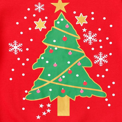 HILEELANG Toddler Girl Sweatshirts Red Christmas Tree Printed Cotton Casual Crew Neck Long Sleeve Tops Shirt