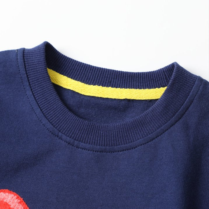 HILEELANG Toddler Girl Sweatshirts Navy Butterfly Printed Cotton Casual Crew Neck Long Sleeve Tops Shirt