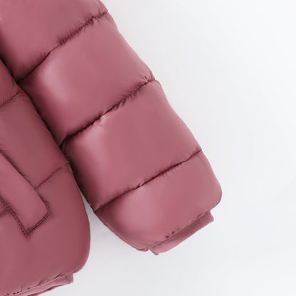 HILEELANG Toddler Boy Girl Winter Hodded Puffer Color-Block Jackets Coats Light Weight Outerwear Dusty Pink