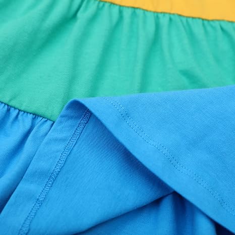 HILEELANG Girls Cotton Tiered Dress Flutter Ruffle Sleeve Summer Swing Sundress Birthday Party Casual Outfit Colorblock