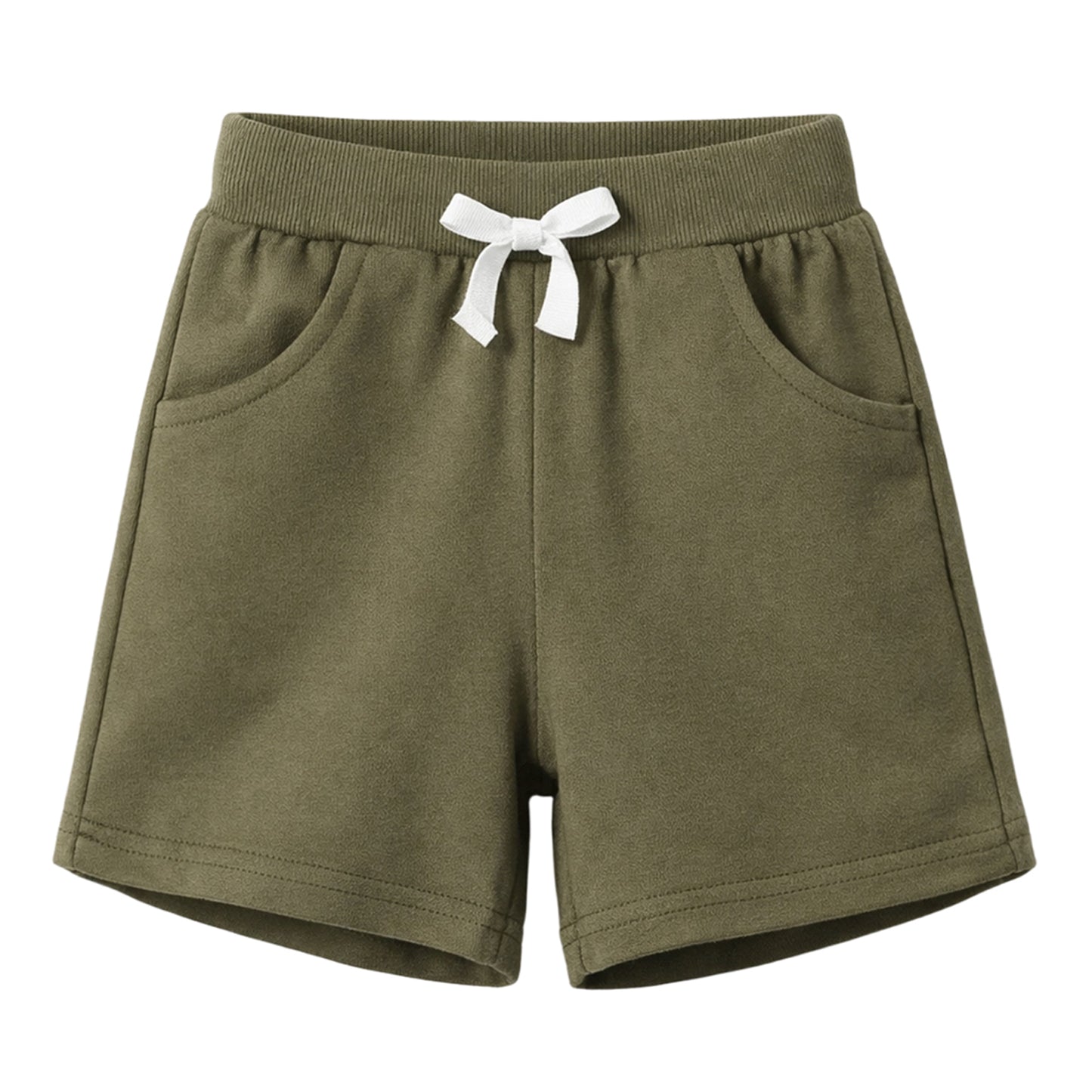 HILEELANG Toddler Boys' Cotton Shorts 3-Pack with Pockets, Grey/Black/Green