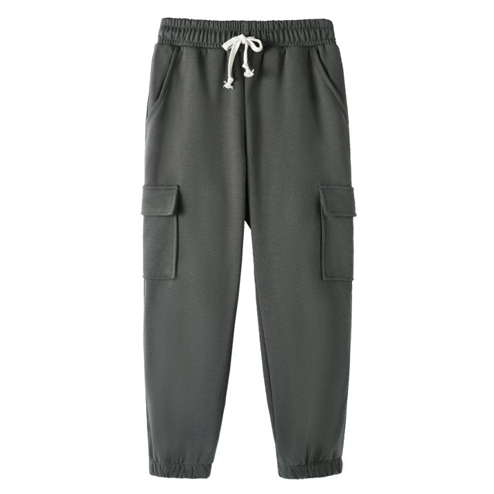HILEELANG 3-Pack Boys' Sweatpants 5-15 Years Black/Charcoal/Blue Elastic Waist Pants