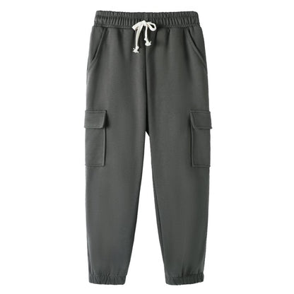 HILEELANG 3-Pack Boys' Sweatpants 5-15 Years Black/Charcoal/Blue Elastic Waist Pants