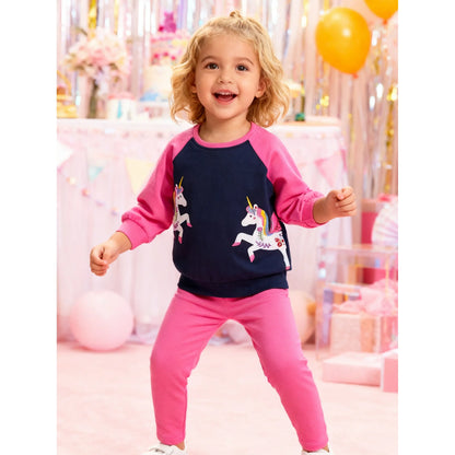 HILEELANG Toddler Girl Fall Outfits Clothing Pants Set（Age:2-7Y) Offwhite Fairy Sweatshirt Cotton Strench Leggings Playwear Sets
