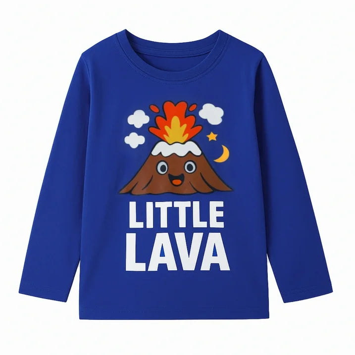HILEELANG Toddler Boys（2Y-7Y) Shirt 3-Pack Dinosaurs Volcano Graphic Long-Sleeve Tees Winter Cotton Casual Crewneck T-Shirts