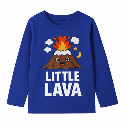 HILEELANG Toddler Boys（2Y-7Y) Shirt 3-Pack Dinosaurs Volcano Graphic Long-Sleeve Tees Winter Cotton Casual Crewneck T-Shirts
