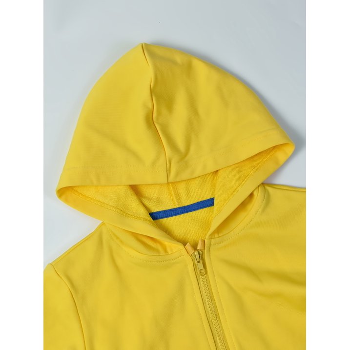 HILEELANG 4-12 Toddler/Little/Big Boys Girls Yellow Solid Color Zip Up Hoodie