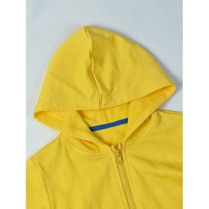 HILEELANG 4-12 Toddler/Little/Big Boys Girls Yellow Solid Color Zip Up Hoodie