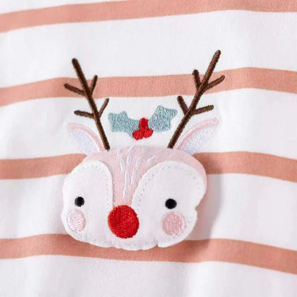 HILEELANG Toddler Girl Christmas Sweatshirt and Leggings Set （Age:2-7Y) – Long SleevePink Stripe XMAS Pullover and Pinink Pants, Fall Winter for Kids