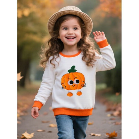 HILEELANG Toddler Boys Girls（12M-7T) WhitePumpkin Sweatshirt – Halloween & Thanksgiving Pullover Tops for Boys Girls, Cute Autumn Outfit