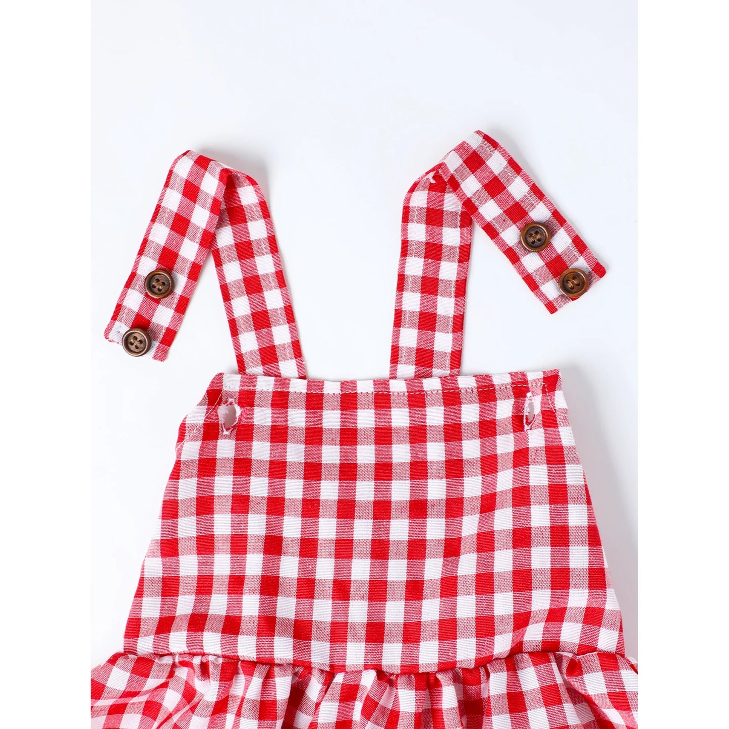 HILEELANG 2-7T Toddler/Little Girls Red Gingham 100% Cotton Dress