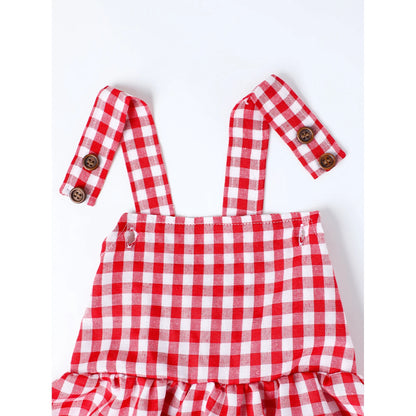 HILEELANG 2-7T Toddler/Little Girls Red Gingham 100% Cotton Dress