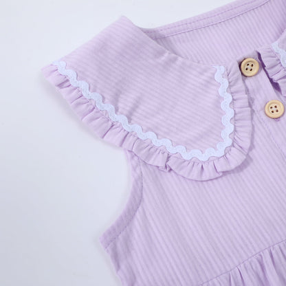 HILEELANG Toddler Little Girls 2 Pack Summer Dresses, Sleeveless Peter Pan Collar Sundress Set with Pockets