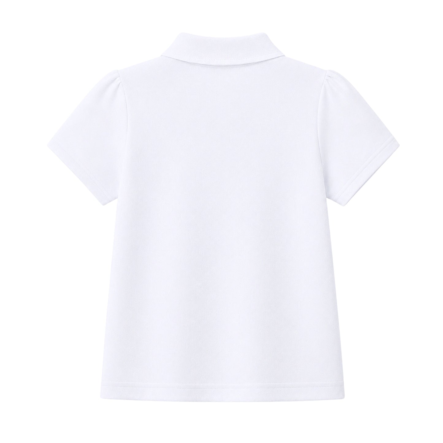 HILEELANG 2-Pack Little/Big Girls' Short Sleeve Pique Polo Shirts, School Uniform Tops for Kids 4-13T, White & Heather Gray