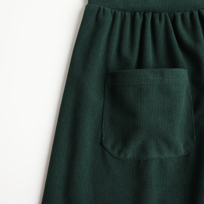 HILEELANG Toddler Dark Green Corduroy Overall Dress, Single Piece