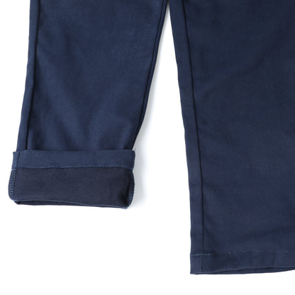 HILEELANG 2PC Little Boys Girls School Uniform Pants Khaki Navy Blue Kids Wrinkle-Free Dress Slacks Elastic Back Waist Classic Fit Pull-On Trousers for Students