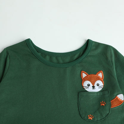 HILEELANG Toddler Fox Pocket Sparkle Tulle Dress, Single Piece