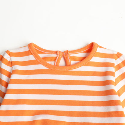 HILEELANG  Girls Pumpkin Stripe Layered Dress 2-7Y