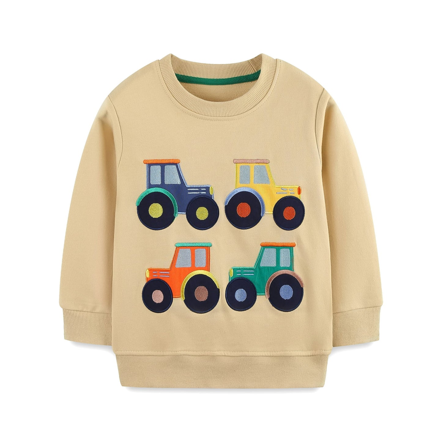 HILEELANG Toddler Boys（2-7Y) Tractor Sweatshirt Long Sleeve Pullover Top for Fall Winter, Cotton Crewneck Shirt for Kids