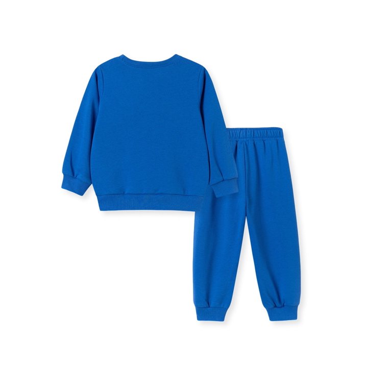 HILEELANG Toddler Boys（2-7Y) Blue Glass Dino Sweatshirt and Pants Set, 2 Piece Long Sleeve Outfit for Kids, Cotton Fall Winter Clothes