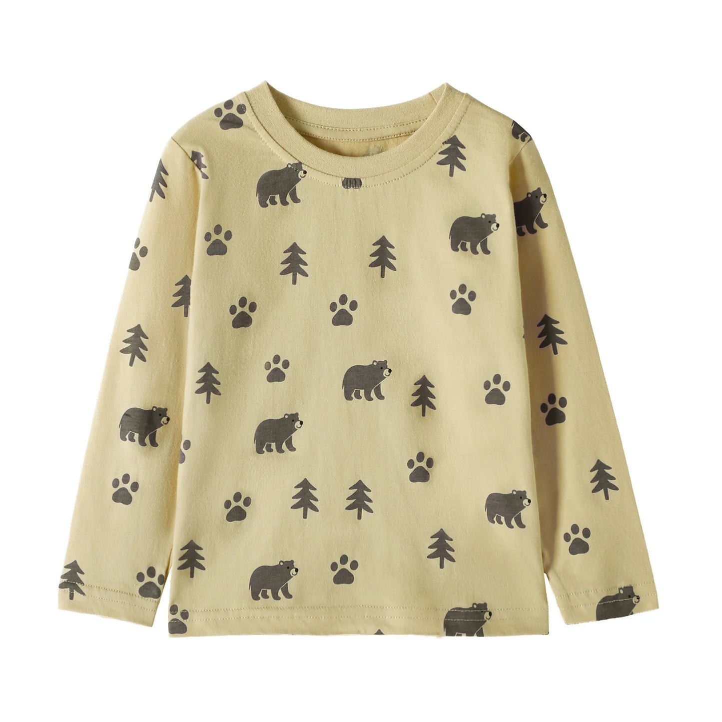 HILEELANG Baby Boys Shirt 3-Pack Bear Graphic Long-Sleeve Tees Winter Cotton Casual Crewneck T-Shirts