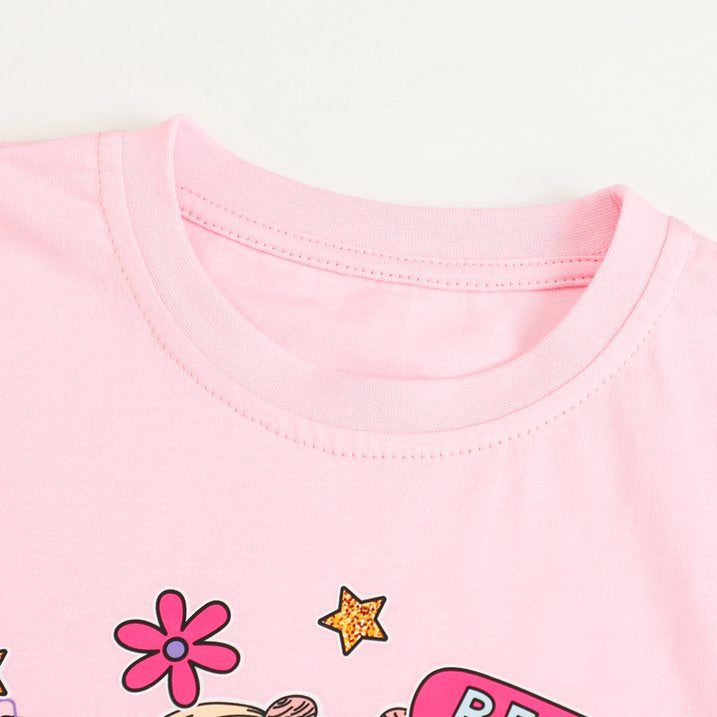 HILEELANG Toddler Girls' Long Sleeve Tee Shirt Cotton Crewneck Friends Graphic Tops T-Shirts Black Yellow Pink 3 Packs