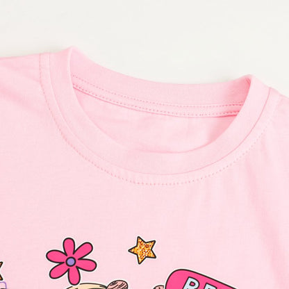 HILEELANG Toddler Girls' Long Sleeve Tee Shirt Cotton Crewneck Friends Graphic Tops T-Shirts Black Yellow Pink 3 Packs