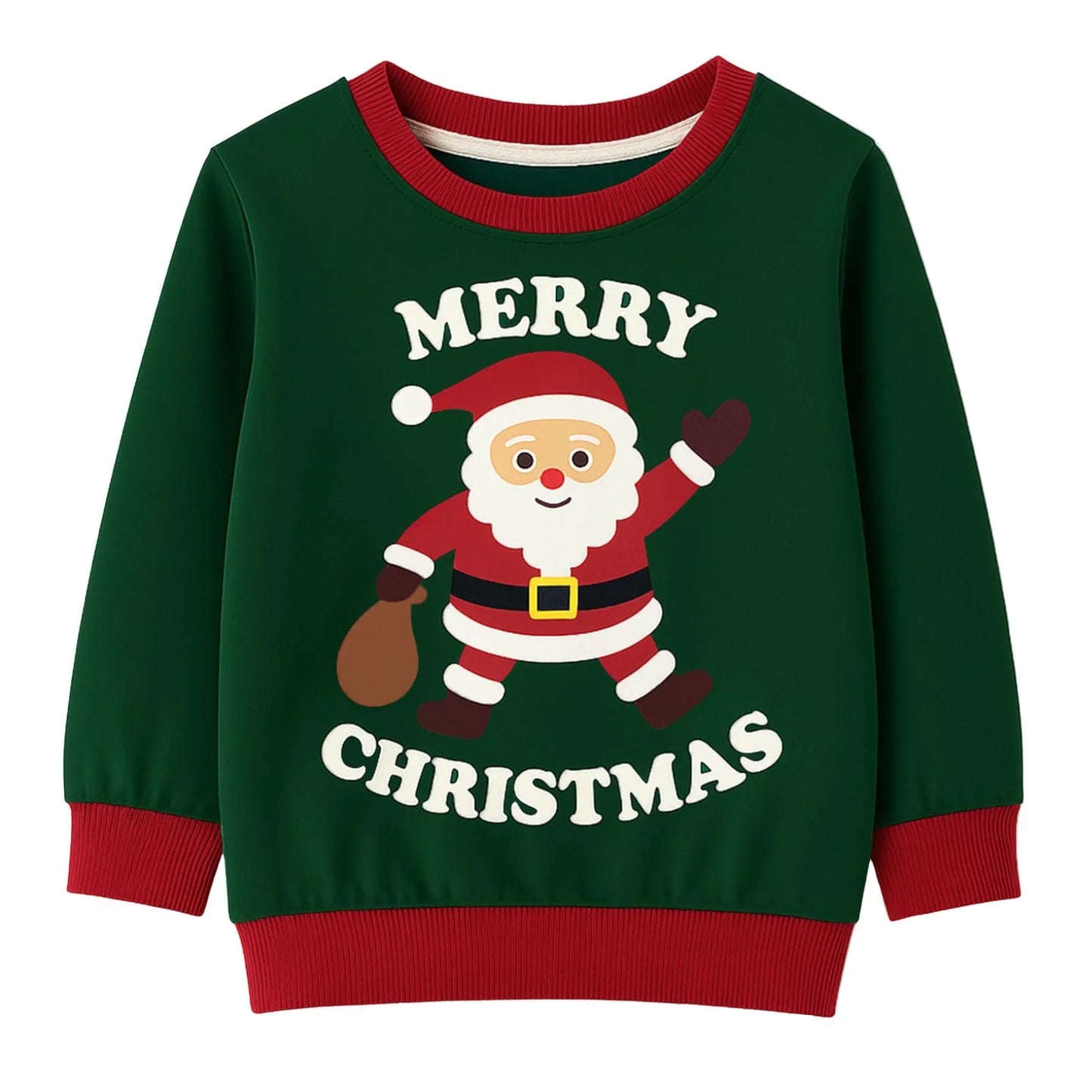 HILEELANG Kids Christmas Sweatshirt, Cotton Pullover Top with Santa Claus Print, Unisex Holiday Long Sleeve Shirt for Toddler Boys Girls