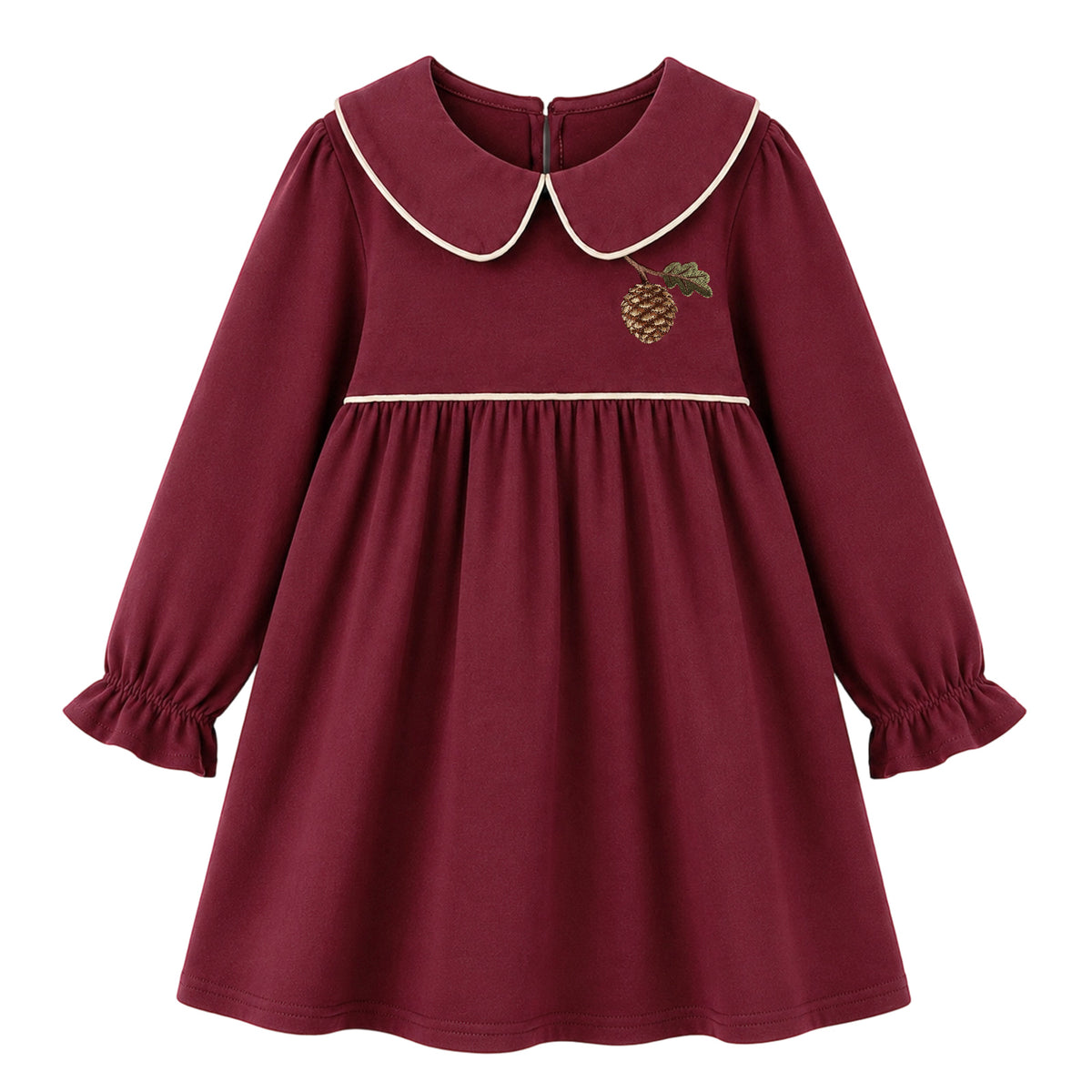 HILEELANG  Girls Peter Pan Collar Pinecone Dress 2-7Y